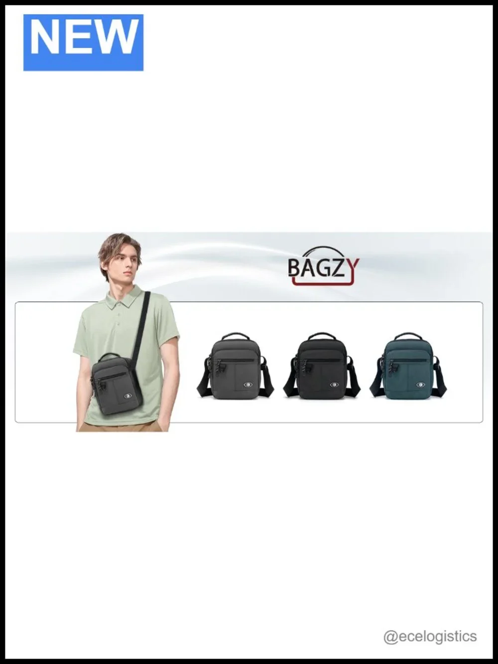 Men's Waterproof Nylon Shoulder Bag Crossbody Sling for Tablet Business Travel